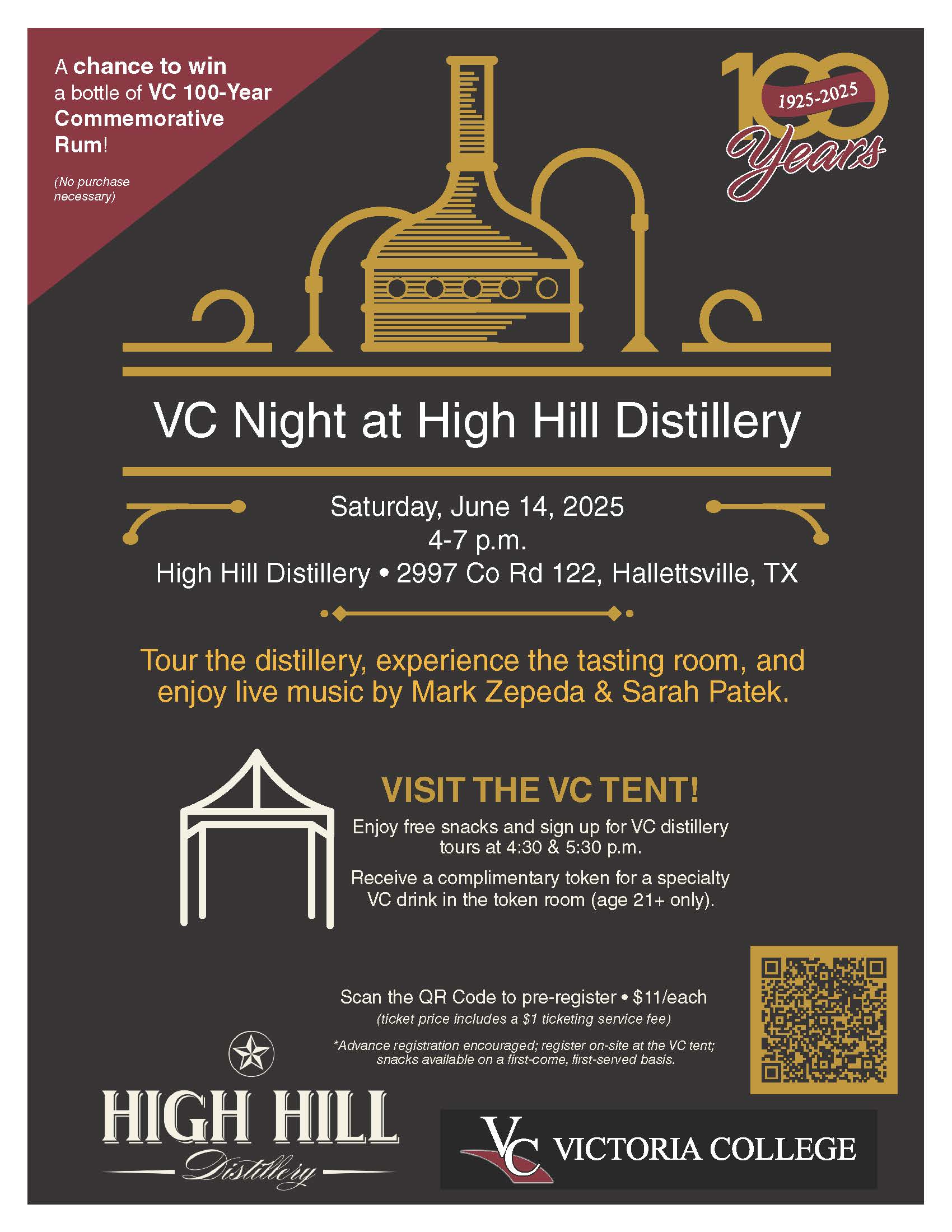 2025 VC Night at High Hill Distillery Flyer