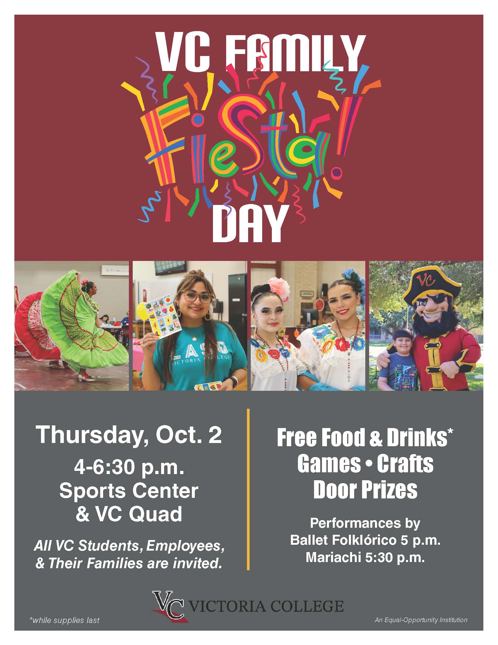 VC Family Fiesta Day Flyer with text and logos